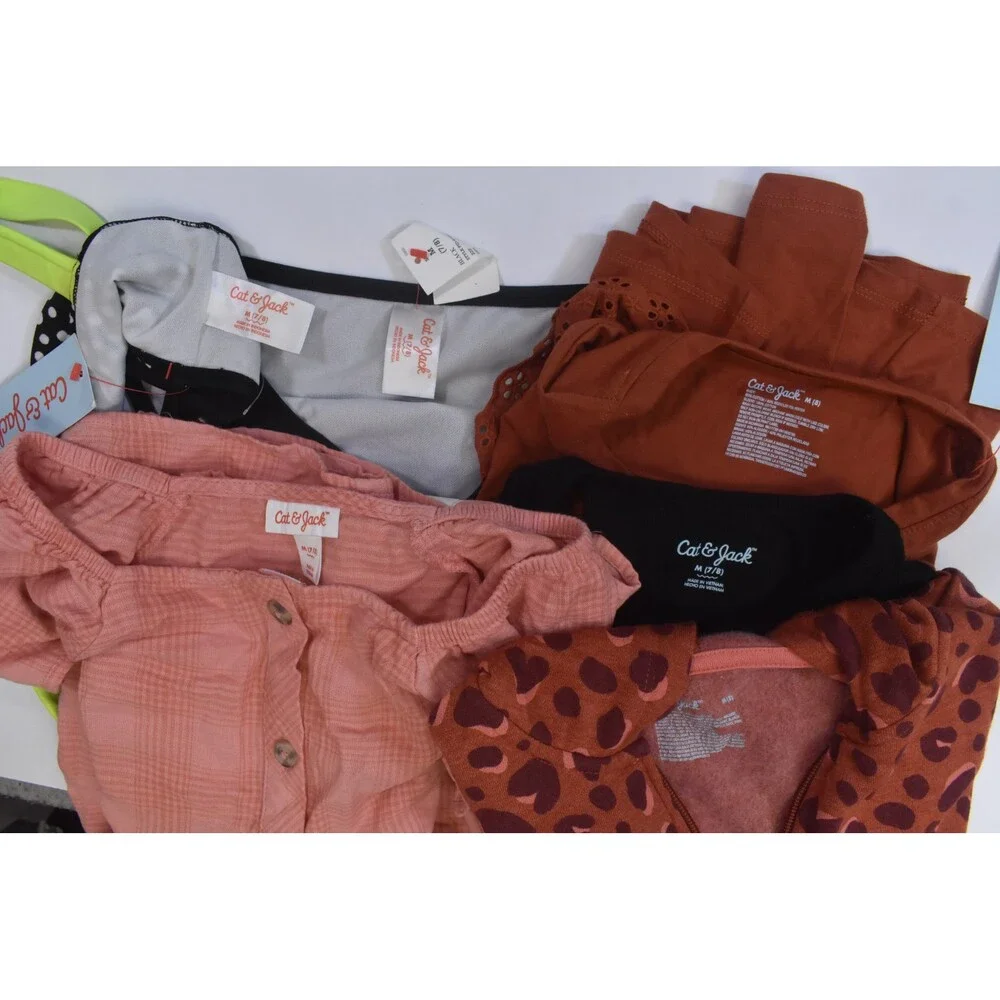 Cat & Jack Bulk Lot Of 10 Girls Size Medium 7/8 Mixed Season Tops Bottoms